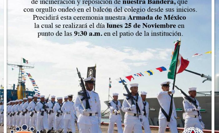 Invitación a ceremonia solemne de incineración de Bandera Mexicana